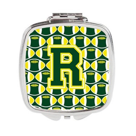 CAROLINES TREASURES Letter R Football Green and Yellow Compact Mirror CJ1075-RSCM